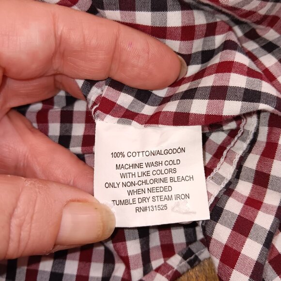 Mens Bowery & Brooke size small plaid button up shirt White Red Grey Black D18 - Picture 6 of 7